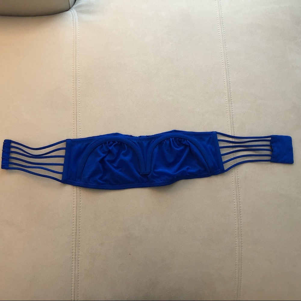 Blue Underwire Bandeau with strappy back